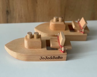 Personalized Wooden Toy Boat.  Kids Wood Bath Toy. Pure Wood Boat. Ready to ship.