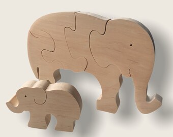 Personalized Wooden Puzzle  Elephants, Eco-friendly toy, Handmade wood puzzle, Wooden handmade toy