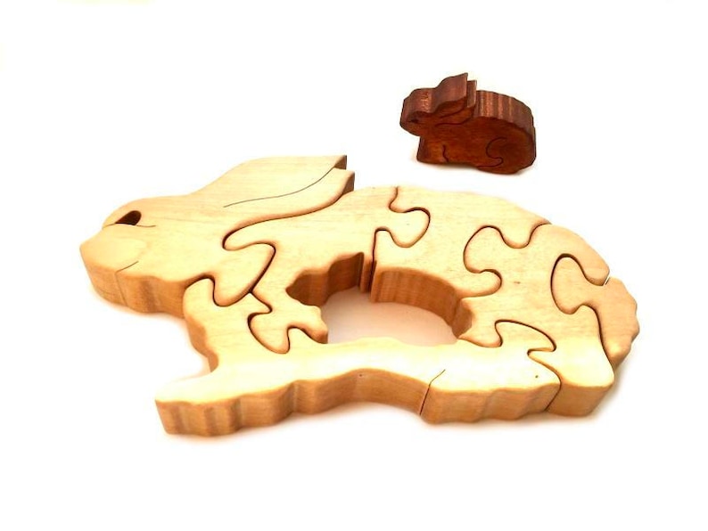 Wooden Puzzle Bunnies. Easter bunny. Kids toy. Puzzle toy. image 4