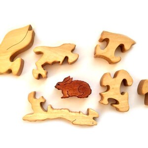 Wooden Puzzle Bunnies. Easter bunny. Kids toy. Puzzle toy. image 5