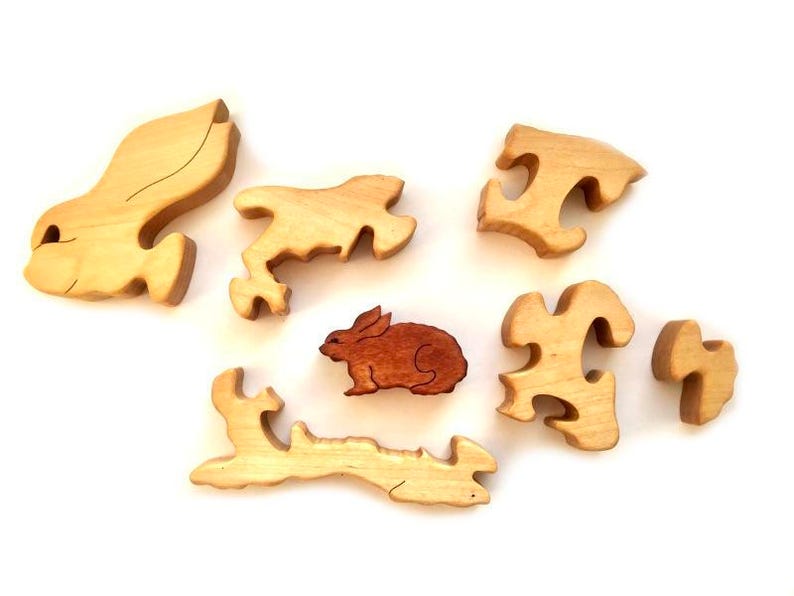 Wooden Puzzle Bunnies. Easter bunny. Kids toy. Puzzle toy. image 5