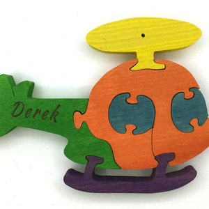 Personalized Wooden Puzzle Helicopter, Toddlers Toy, Personalized Toy, Personalized gift, Baby Shower Gift, Ecofriendly Toy, Montessori Toy