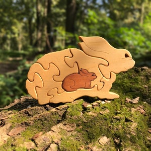 Wooden Puzzle Bunnies. Easter bunny. Kids toy. Puzzle toy. image 6