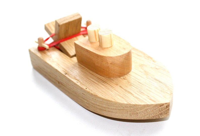 Wooden Toy Boat Kids Wood Bath Small Pure Image 0