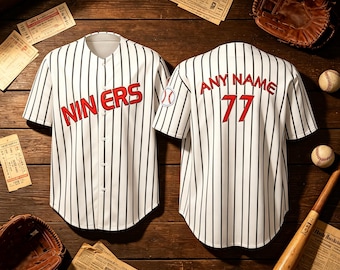 Individuell gestaltetes Deep Space Nine Niners Baseballtrikot mit Nadelstreifen, personalisiertem Namen und Nummer – DS9-Fan-Shirt
