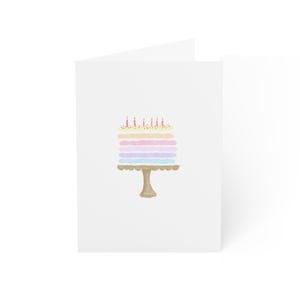 Watercolor Simple Cake Birthday Card, Blank inside (1, 10, 30, and 50 pcs)