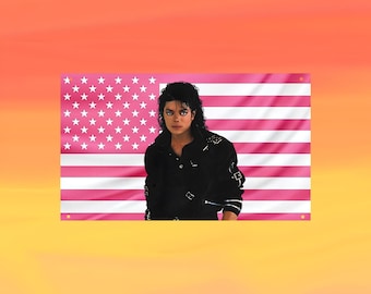 Michael Jackson rosa amerikansk väggtapetflagga, King of Pop-väggkonst, musik sovrumsdekor, fläktbanderoll