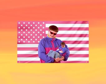 Oliver Tree Pink US Wall Tapestry Flag, Music Wall Art, Singer Bedroom Decor, Aesthetic Fan Banner