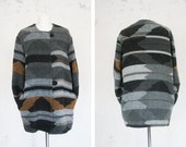 Vintage jacket coat Navajo pattern Cardigan cozy sweater wood walk nature wool unisex men women