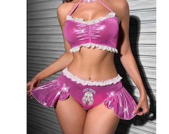 Conjunto de lencería de hada mariposa Sissy gooner de 2 piezas: sujetador + braguita hipster