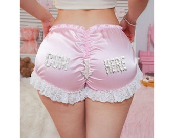 Pink Satin Ruffle Lace Trim Boyshorts – Doll Style Comfortable Boxer Briefs