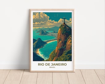 リオデジャネイロのヴィンテージ旅行ポスター – レトロなブラジルの都市の壁アート - ボーダー - 旅行ギフト