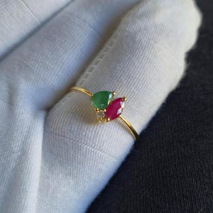 9K Solid Gold Ruby Emerald Diamond Ring – Traditional Handmade Jewelry