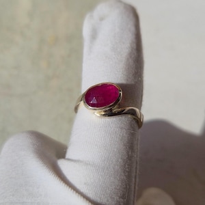 Natural Red Ruby Ring, 925 Sterling Silver, Oval Gemstone Handmade Ring, Gift For Her