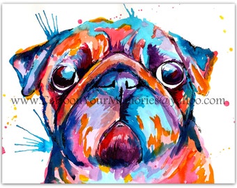 Pug Art Print / Pug mom gift / pug owner / pug life / pug portrait
