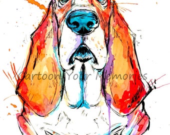 Basset hound art print