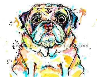 Pug art print, gift for the pug lover in your life