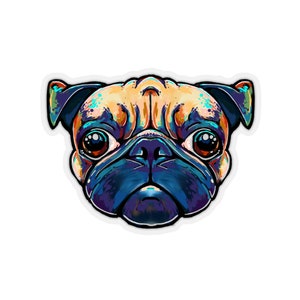 Kiss-Cut Pug face Stickers for the pug lover in your life