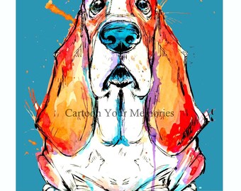 Basset hound  Digital Download art print. Perfect last minut gift for the Basset hound mom or Basset Dad