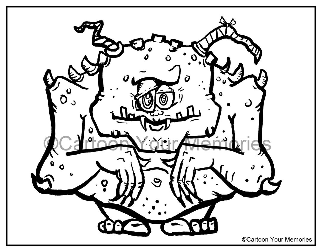 Kids Monster Party Coloring Page Etsy