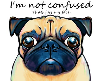 Confused Pug art print