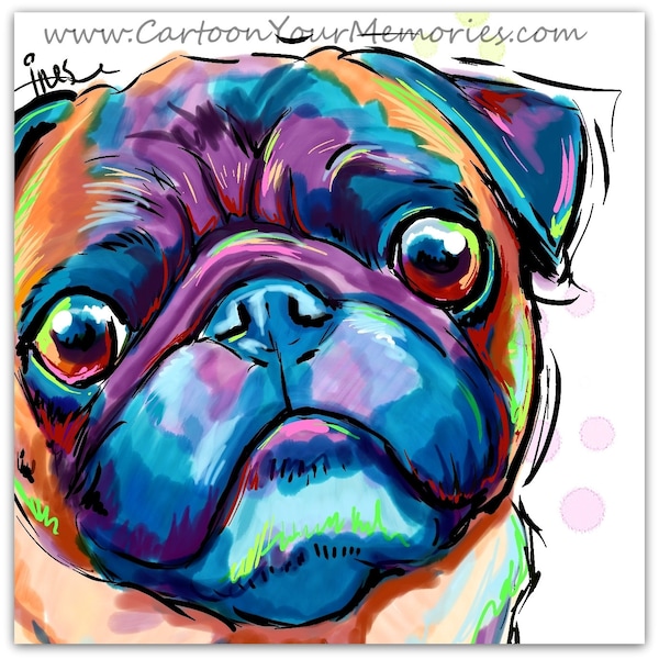 Pug art print/Pug Mom gift/ Pug Gift/ Pug dog art