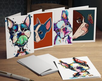 Boston Terrier Art Greeting Cards (5-Pack) for the boston Terrier Lover In Your Life