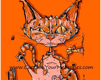 Crazy cat  art print