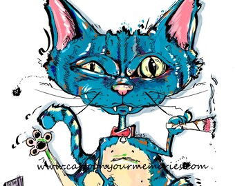 Crazy cat  art print