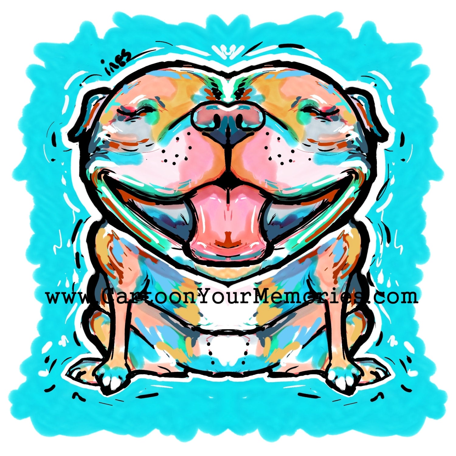 Fat and Happy Pit bull art print Fat and Happy Pit bull art print