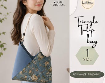 Molde para Bolsa Tote Tulipa Triangular | Tutorial de Bolsa de Ombro para Iniciantes (Tutorial em Vídeo)