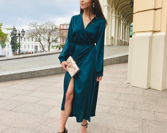 Emerald Wrap Dress - Etsy