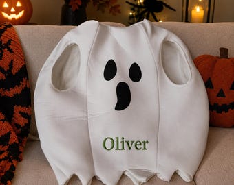 Disfraz de fantasma personalizado para niños, traje de fantasma con nombre bordado, disfraz de Halloween para bebés, lindo disfraz de fantasma, regalo para el primer Halloween del bebé