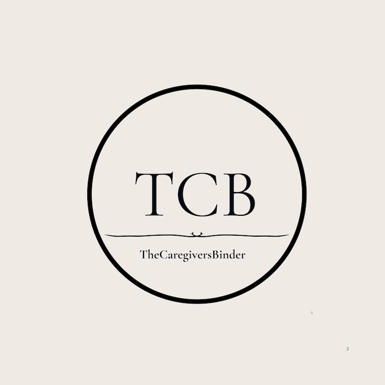 Puede incluir: Un dise&ntilde;o de logotipo circular sobre un fondo beige claro que presenta el texto negro TCB en una fuente serif. Debajo de las letras hay una l&iacute;nea horizontal delgada con un peque&ntilde;o acento curvo, seguido del texto TheCaregiversBinder en negro.