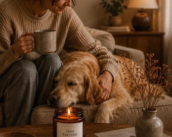 Quiet Paws Club Kerze, Haustier-Liebhaber-Raumduft, Kokosnuss-Aprikosen-Wachs, gemütlicher Lifestyle-Dekor, Begleiter inspiriertes Geschenk