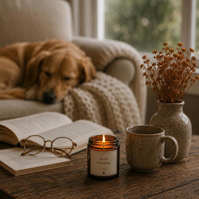 Kerze für ruhige Abende, gemütlicher Raumduft, Leseecke-Akzent, Kokosnuss-Apricot-Wachs, Slow Living Decor Bild 1