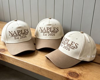 Custom Embroidered Beach Club Trucker Hat, Personalized Coastal Bachelorette Cap