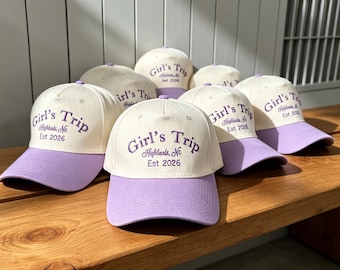 Girl’s Trip Trucker Hat Custom Bachelorette Party Hats Custom Embroidered Caps