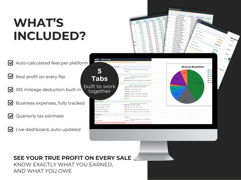 Multi-Platform Reseller Tracker Google Sheets, eBay Depop Poshmark Vinted Facebook, Reselling Spreadsheet, Flipping Tracker 2026 image 4