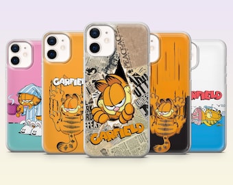 Garfield Phone Case Cat Cartoon Cover for iPhone 17Pro, 16, 15, 14, 13, 12, Samsung S26, S25, S24, S23Fe, A16, A56, Pixel 10, 9Pro