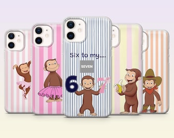 Funny monkey Phone Case Curious George Monkey Cover for iPhone 17Pro,16,15,14,13, 12, Samsung S26, S25, S24, S23Fe, A16, A56, Pixel 10, 9Pro