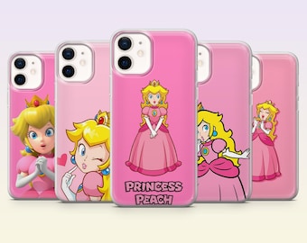 Princess Peach Phone Case Pink Girly Cover for iPhone 17Pro, 16, 15, 14, 13, 12, Samsung S26, S25, S24, S23Fe, A16, A56, Pixel 10, 9Pro