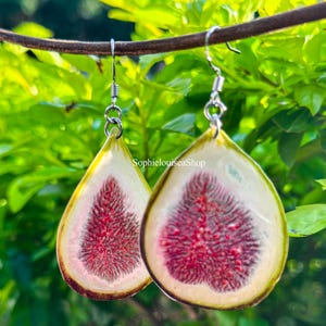 Real Fig Earrings, Pressed Fruit Resin Earring, Handmade Dried Fig Jewelry, Birthday Gift For Her
