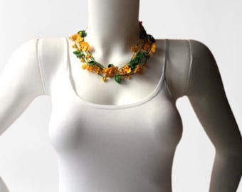 Flower Crochet Necklace, Turkish Oya Necklace, Women Necklace, Girls Necklace, Jewelry, Summer Necklace, Flower Necklace, Mom Gift, Gift