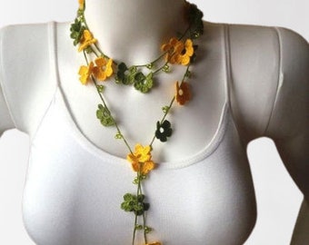 Crochet necklace, turkish oya necklace, festival beaded necklace, oya necklace, gift for her