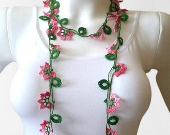 Turkish Oya Necklace, Crochet Necklace , Turkish Oya Scarf, Beaded Crochet Necklace, Crochet Jewelry