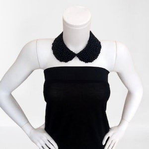 Black beaded collar necklace, peter pan necklace, gift for her