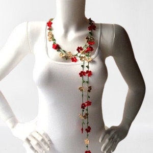 Turkish Oya Necklace, Crochet Necklace, Oya Beaded Necklace, Summer Necklace, Spring Necklace, Mothers Day Gift, Christmas Gift