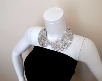 Silver sequined peter pan necklace, peter pan necklace, women gift, christmas gift