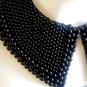 Peter Pan collar necklace, black collar necklace, black detachable collar for women,handwork beaded necklace,  gift for mom